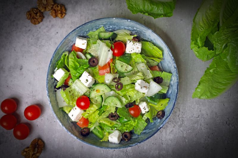 Mediterranean salad with fresh vegetables