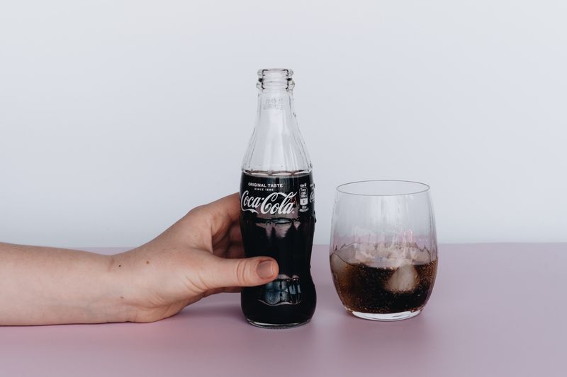 Ice cold soda drinks in glass